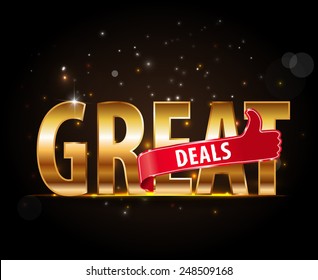 Great deal icon with thumbs up - vector eps10