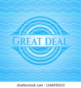 Great Deal light blue water style badge.