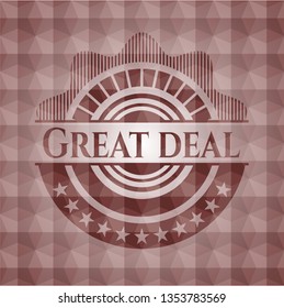 Great Deal red seamless emblem with geometric background.