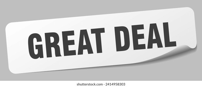 great deal sticker. great deal rectangular label isolated on white background