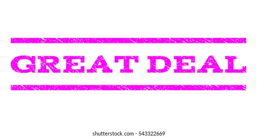 Great Deal watermark stamp. Text caption between horizontal parallel lines with grunge design style. Rubber seal stamp with unclean texture. Vector magenta color ink imprint on a white background.