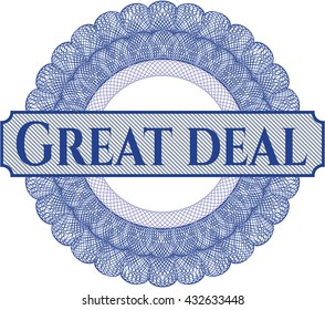 Great Deal written inside rosette