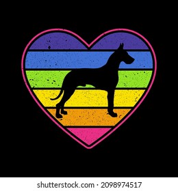 Great dene dog, valentines day, retro vintage dog.