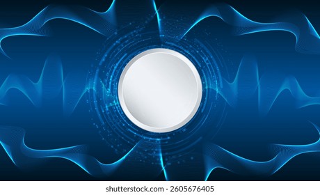 Great for design banner, presentation. Abstract futuristic background with smooth wavy lines and glowing elements. Elegant blue gradient creates a technological, digital and innovative atmosphere.