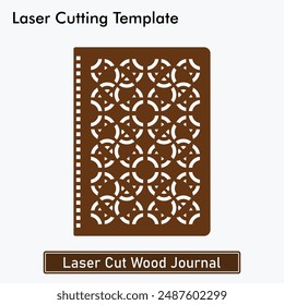 Great Design for Laser Cut Wood Journal cover. Wood and acrylic notebook laser cutting template file. Laser cut Diary cover template design for mdf and acrylic cutting.