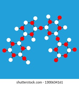 Great design of white and red molecules on a blue background
