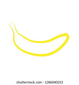 Great design of a yellow banana silhouette on a white background