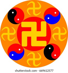 Great Dharma Wheel. Vector illustration.