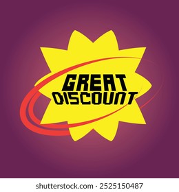 great discount  text vector sticker label price icon illustration