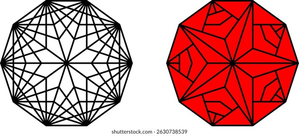 Great  Dodecahedron vector set , 3D Geometric Shapes Vector Drawing , 3D Mathematical Polyhedra Set