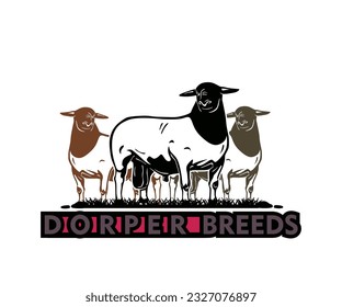GREAT DORPER SHEEP BREEDS LOGO, silhouette of big and strong  sheep standing vector illustrations svg