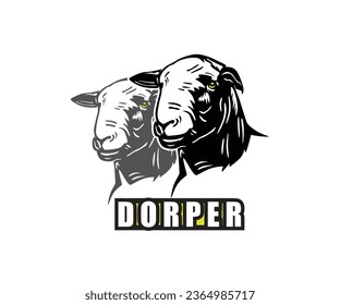 GREAT DORPER SHEEP HEAD LOGO, silhouette of strong sheep face vector illustrations. svg