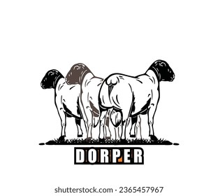 GREAT DORPER SHEEPS STANDING LOGO, silhouette of healthy big rams vector illustrations. svg