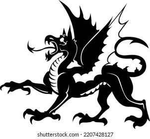Great dragon shilloute vector ilustration