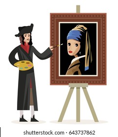 great duch painter painting a girl with a earring