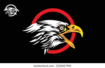 Gran logotipo de la cabeza del águila, silueta de Ilustraciones vectoriales de cara de halcón enojado y valiente