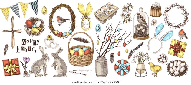 Great Easter holiday collection vector