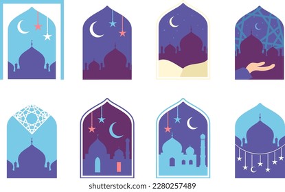 Great ecitable vector islamic ramadan holiday mosque icon set for digital design and print mockup 
