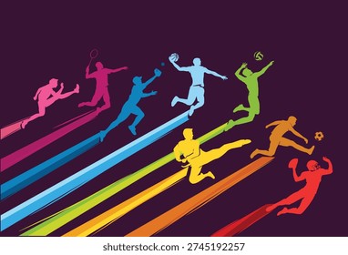 Great editable modern vector design of popular sports players jumping in action best for any digital and print graphic resources