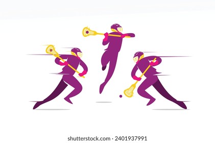 Gran fondo vectorial editable de lacrosse caricaturista reproductor en acción mejor para su recurso digital e impreso