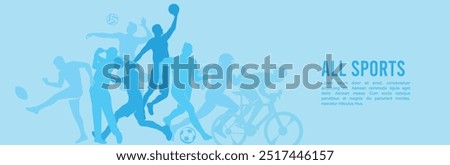 Great editable vector design of various sports players in blue shades best for any digital and print graphic resources	