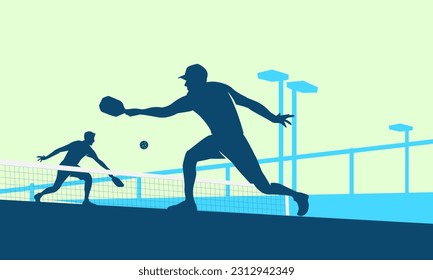 Great editable vector file flat illustration of pickleball playing together good for digital design and print mockup	