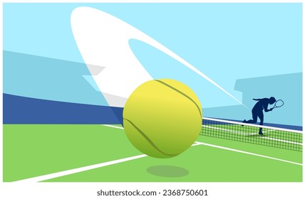 Gran archivo vectorial editable Ilustración plana del jugador de tenis golpeando una bola de aplastamiento buena para el diseño digital y la burla de impresión	