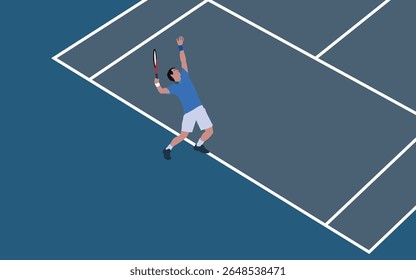 Great editable vector file flat illustration of tennis player hitting a smash ball good for digital design and print mockup	