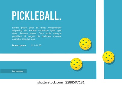 Great editable vector file illustration of pickleball court and balls good for digital design and print mockup