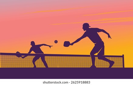 Great editable vector file illustration of pickleball playing together good for digital design and print mockup