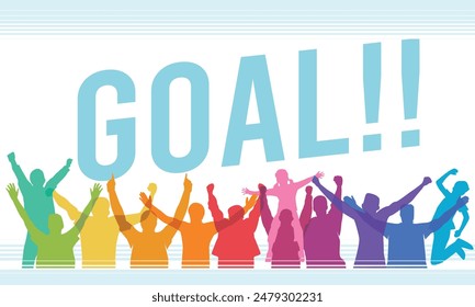 Great editable vector file of sport fans spectator cheering their team for a goal best for any digital graphic and printing purpose