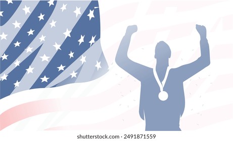 Great editable vector file of USA or American winning competition with flag in the background best for your digital design and print mockup