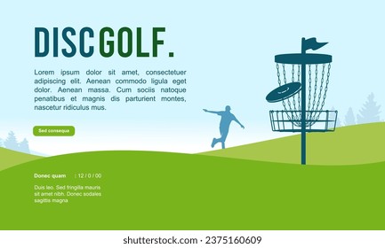 Great editable vector flat of discgolf throwing illustration with beautiful scene best for any digital graphic and printing purpose