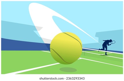 Great editable vector illustration of tennis player with smash in action best for your digital design and print