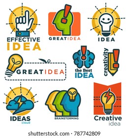 Great effective creative idea promotional colorful logotypes set