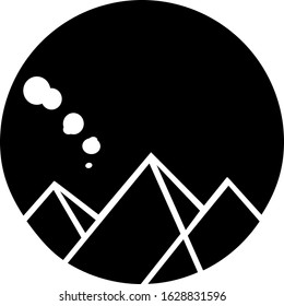 Great Egyptian Pyramids Landscape illustration on the black ball. line-art landmark icon of the Great Pyramids in Giza. vector illustration