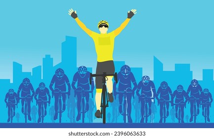 Gran elegante carrera de bicicleta editable vectorial amarillo camiseta ganador afiche diseño de fondo mejor para su evento de comunidad de campeonato