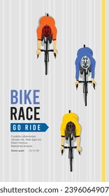 Gran afiche elegante de la carrera de ciclismo editable vectorial desde el diseño de fondo de birdeye o top view mejor para su evento de comunidad de campeonato