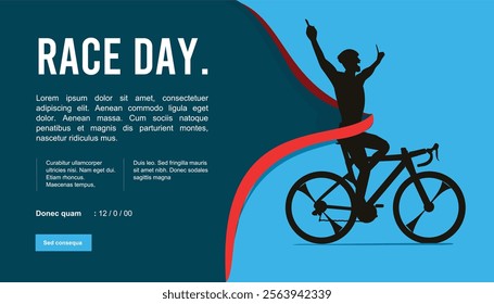 Great elegant vector editable cyclist race day winner banner or poster background design for your championship community event