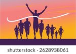 Great elegant vector editable finish line marathon poster background design for your digital and print