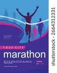Great elegant vector editable finish line marathon runner with wide blank area for text poster background design for your digital and print