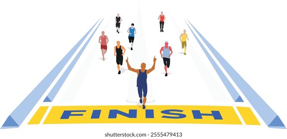 Great elegant vector editable finish line marathon poster background design for your digital and print