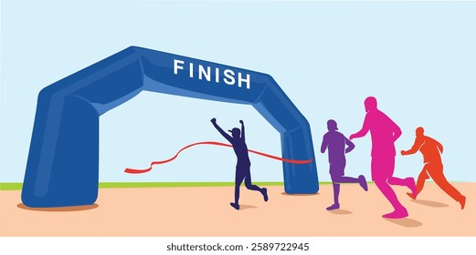 Great elegant vector editable finish line marathon poster background design for your digital and print