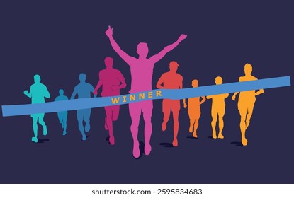 Great elegant vector editable finish line marathon poster background design for your digital and print
