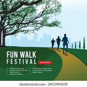 Great elegant vector editable funwalk or running poster background design for your funwalk or marathon event