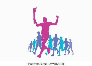 Great elegant vector editable group of runner with torch poster background design for your digital and print