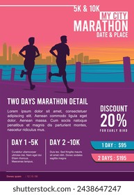 Great elegant vector editable marathon poster with beautiful background design for your marathon championship event