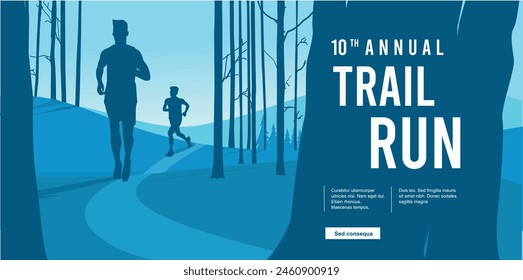 Great elegant vector editable marathon forest trail poster background design for your marathon championship event	