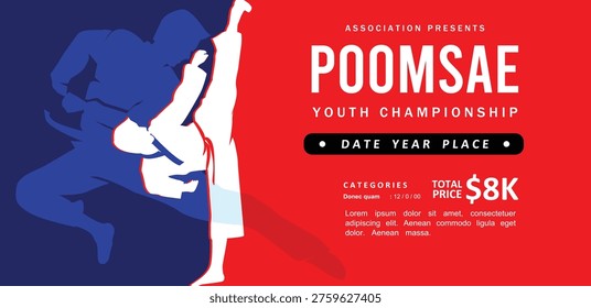 Великолепный элегантный вектор редактируемые poomsae таэквондо плакат фон для вашего мероприятия чемпионата боевых искусств	