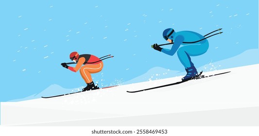 Great elegant vector editable ski sport poster background design for your ski championship event	